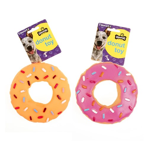 Dog Toy Squeaky Donut 14cm 2 Asst Cols