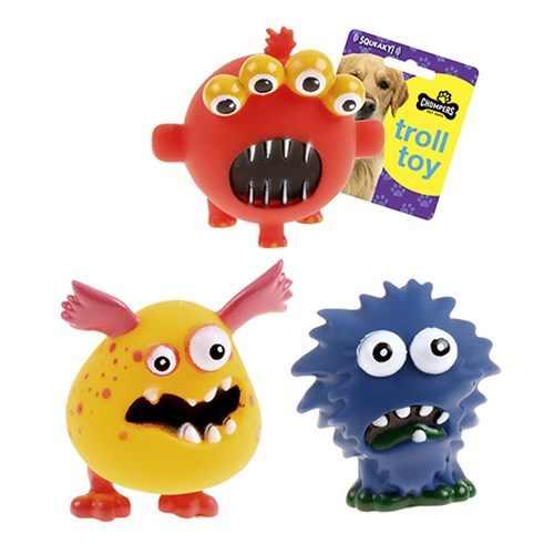Dog Toy Squeaky Monster 11cm 3 Asst