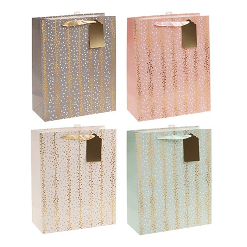 Gift Bag 210gsm Gold Foil w J Hook L 260x320x100mm