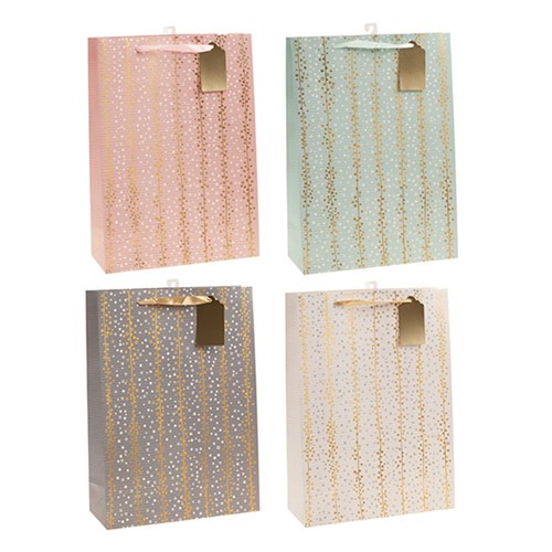 Gift Bag 210gsm Gold Foil w J Hook XL 300x420x120mm