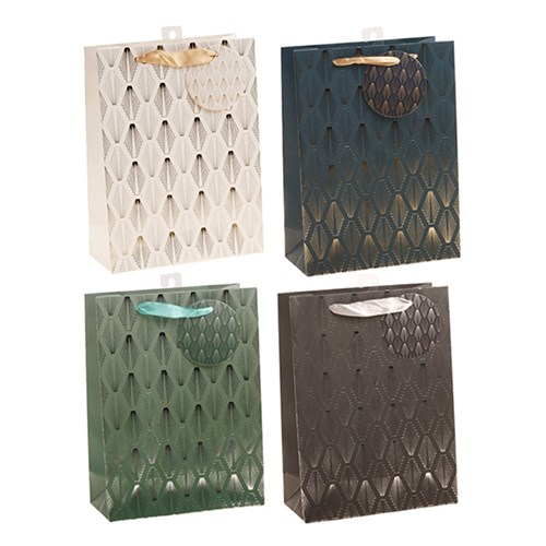 Gift Bag 210gsm Silver/Gold Foil w J Hook M 180x240x80mm