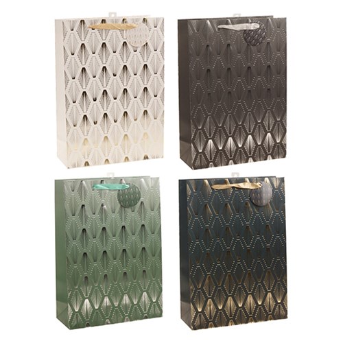 Gift Bag 210gsm Silver/Gold Foil w J Hook XL 300x420x120mm