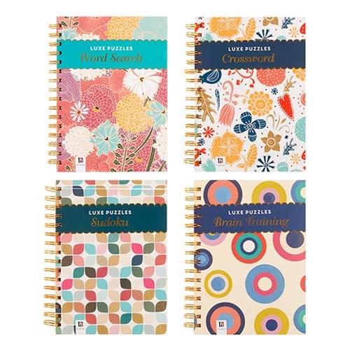 Luxe Puzzle Books Spiral Bound 4 Asstd Titles A5 160pg