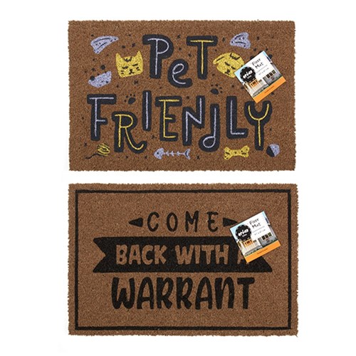 Mat Coir 2 Design Multi Col Rubber Backed 40x60cm