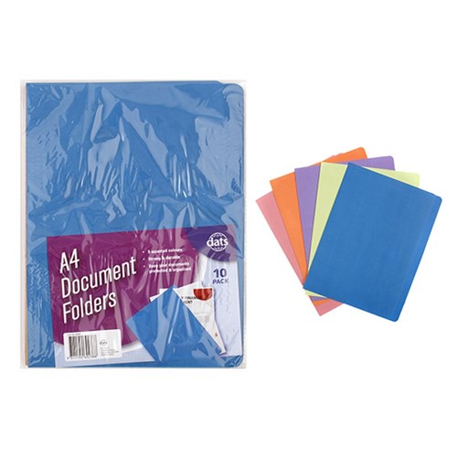 Folder Document A4 Asstd Colours Pk10